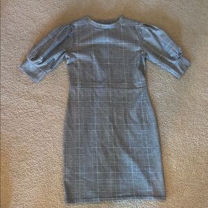 Plaid Puff Sleeve Dress